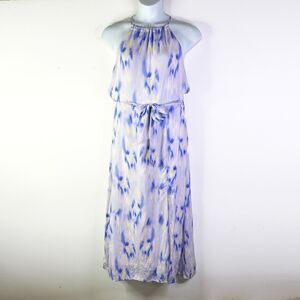 Cloth & Stone Dress Women XL Tie Dye Lavender Purple Halter Maxi Slit Boho Flowy